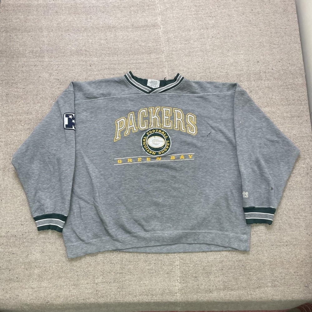 Vintage Green Bay Packers Sweatshirt Men XXL‎ Gray 1990s LEE